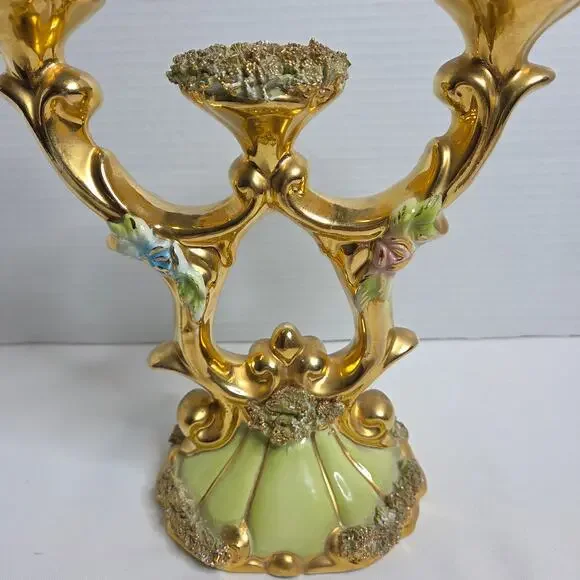 Vintage Ceramic Capodimonte-style Sesto Florentino Candelabra Made in Italy